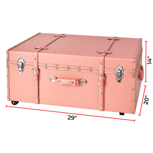 DormCo Texture Brand Designer Trunk with Wheels Faux Leather